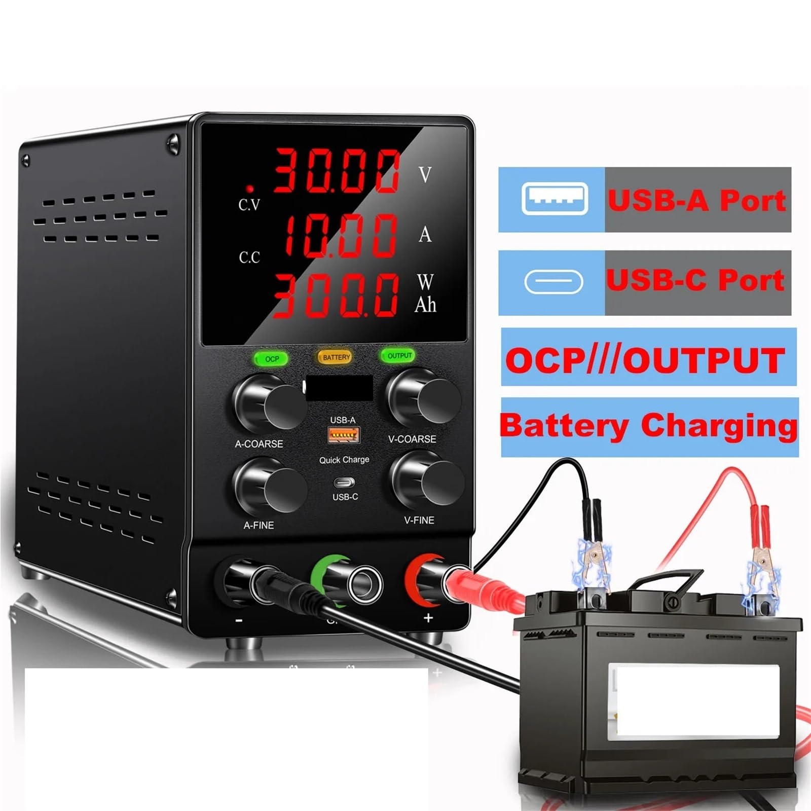 Alimentation Laboratoire, Alimentation CC stabilisée 10 A for laboratoire, réglable, avec chargeur de batterie OCP(SPS605S)