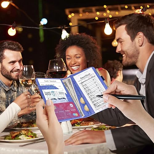 Miniatura 100 de ACdream - Libretas de servicio para camarero, cuaderno de recibos de comensales, bonito organizador de piel, cartera para dinero, para presentar AB