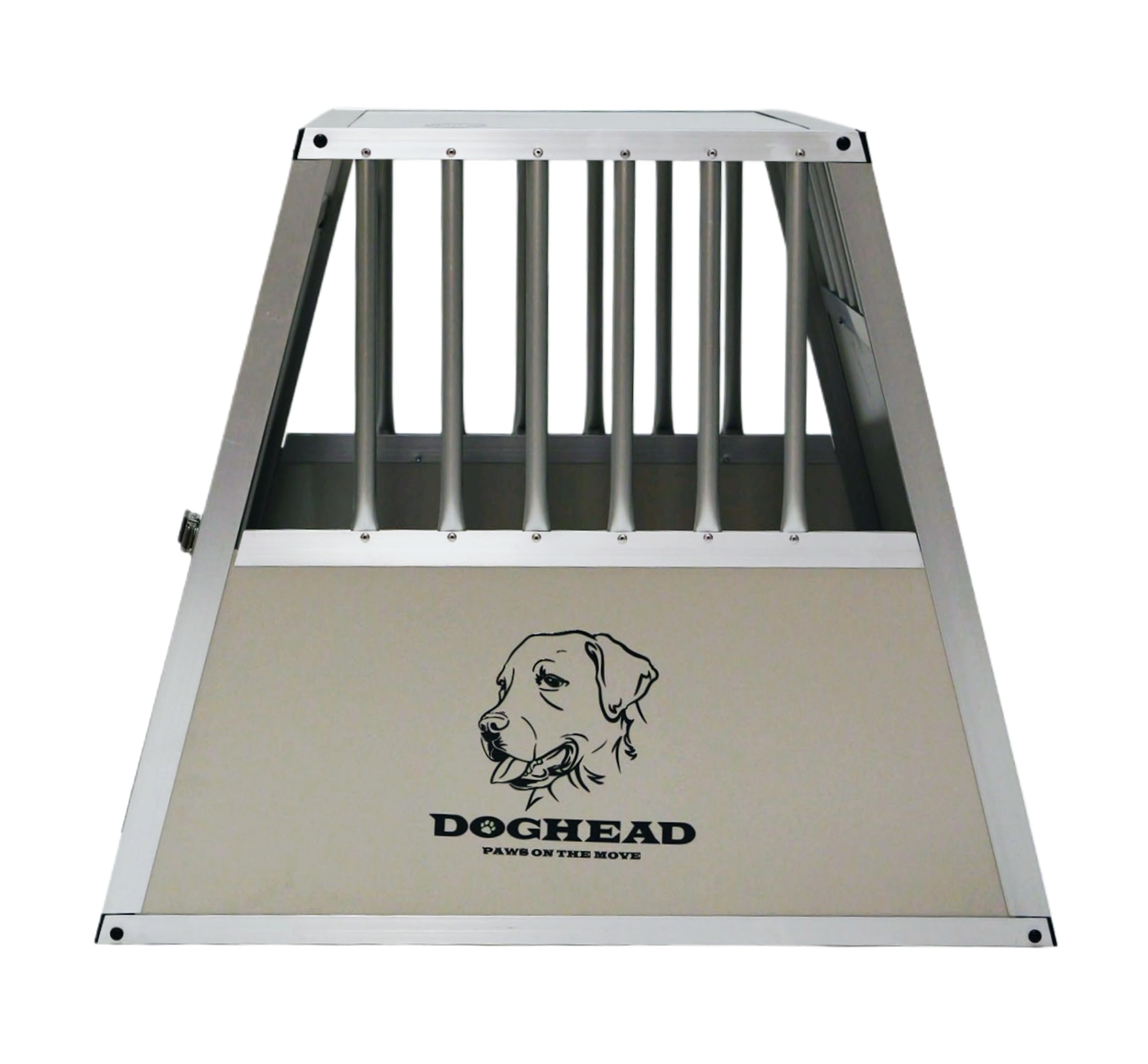 DOGHEAD Hundetransportbox Comfort, Single 60x75x63 cm, Grau/Silber, Aluminium, Beidseitig Abgeschrägt 75°
