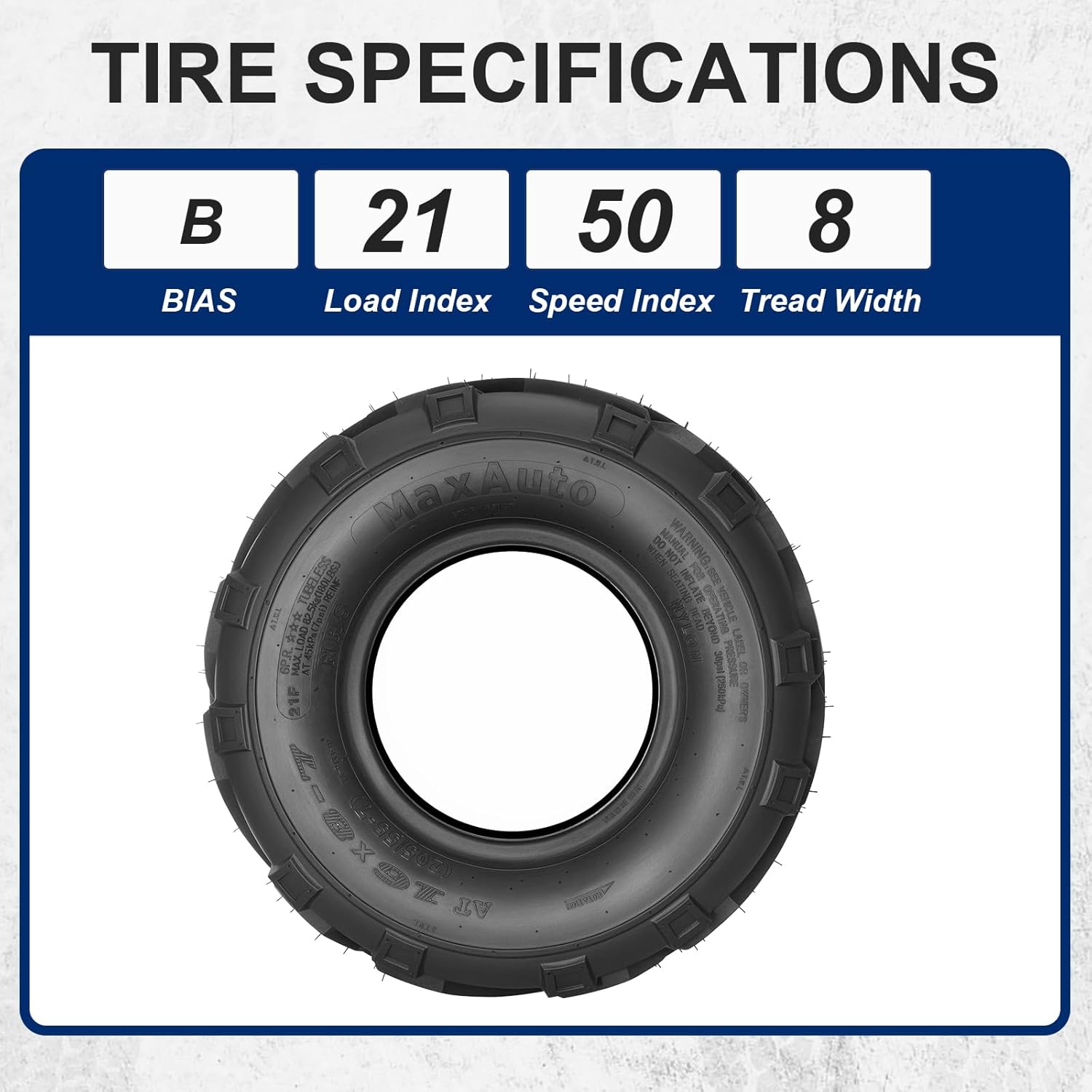 MaxAuto Set of 4 16x8-7 ATV Tires Mini Bike Tire 16x8x7 Go-Kart All Terrain Quad Tires,6 PR Tubeless UTV Mud Sand Tire 16 8 7, 4 Pack in 2 Packages