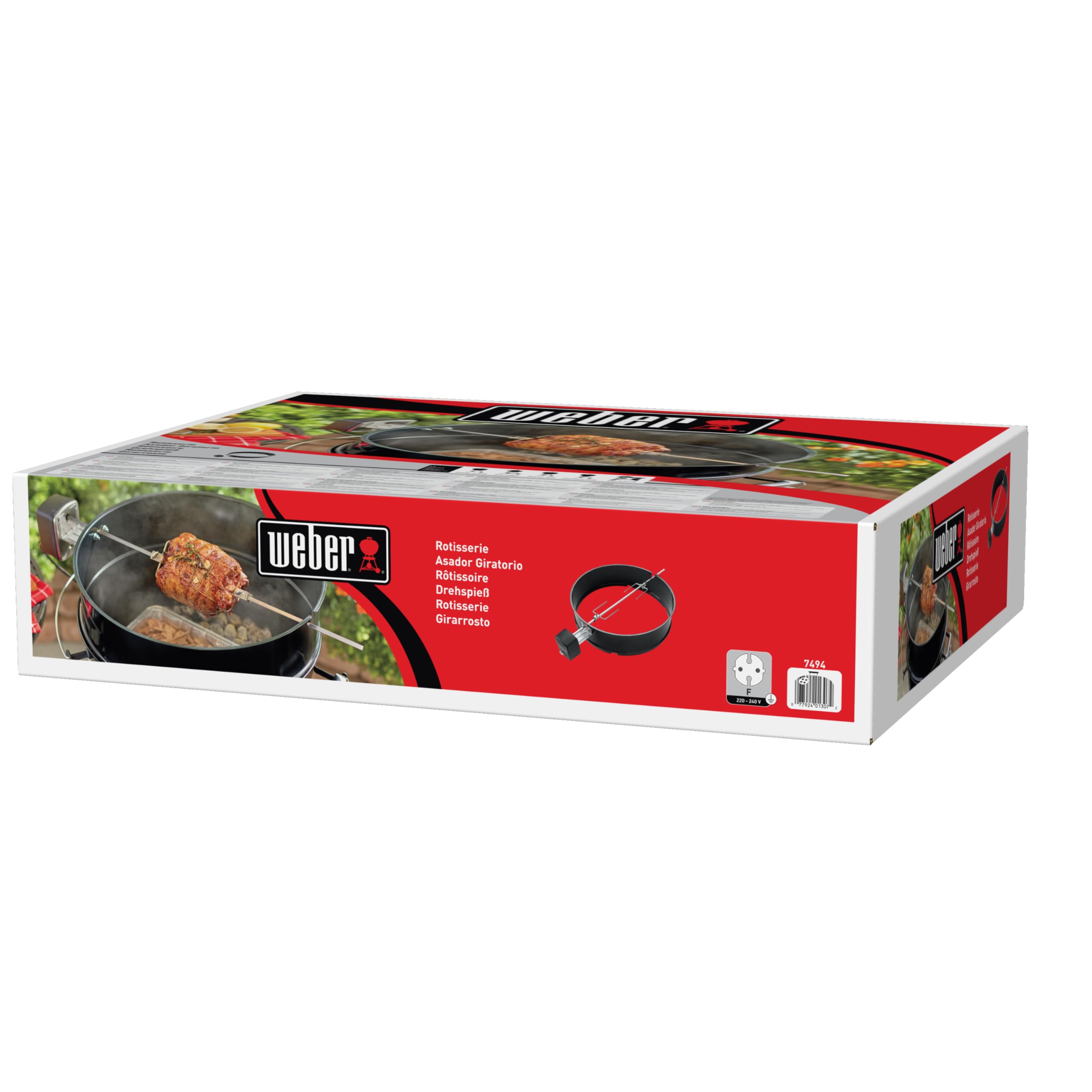Weber Rôtissoire pour barbecues à Charbon 57 cm/Broche motorisée pour Une Cuisson homogène des rôtis et volailles – Noir/Argent (7494)