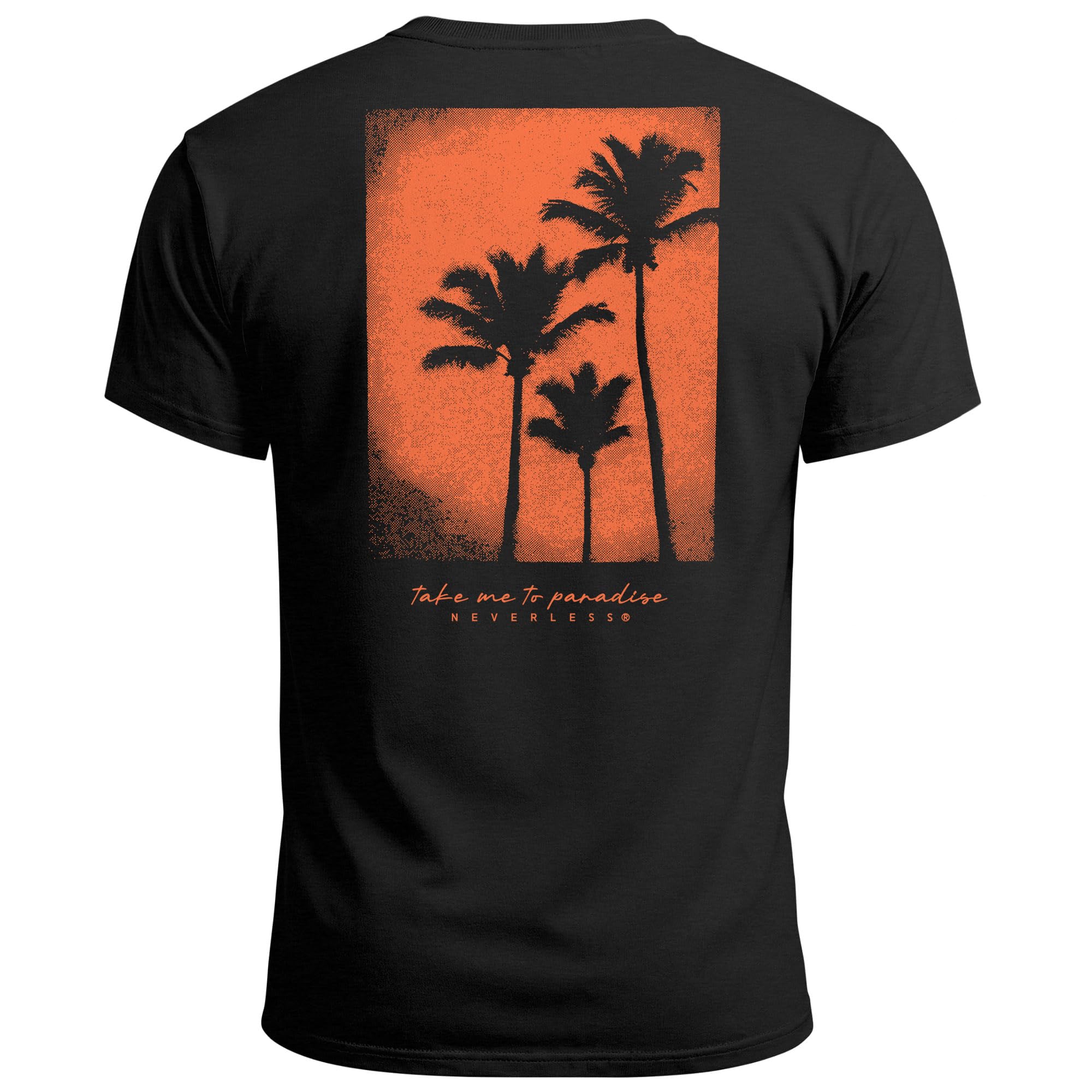Neverless Backprint - Maglietta da uomo con palme, stampa fotografica, stile vintage, retro stampato, stile streetwear da uomo,