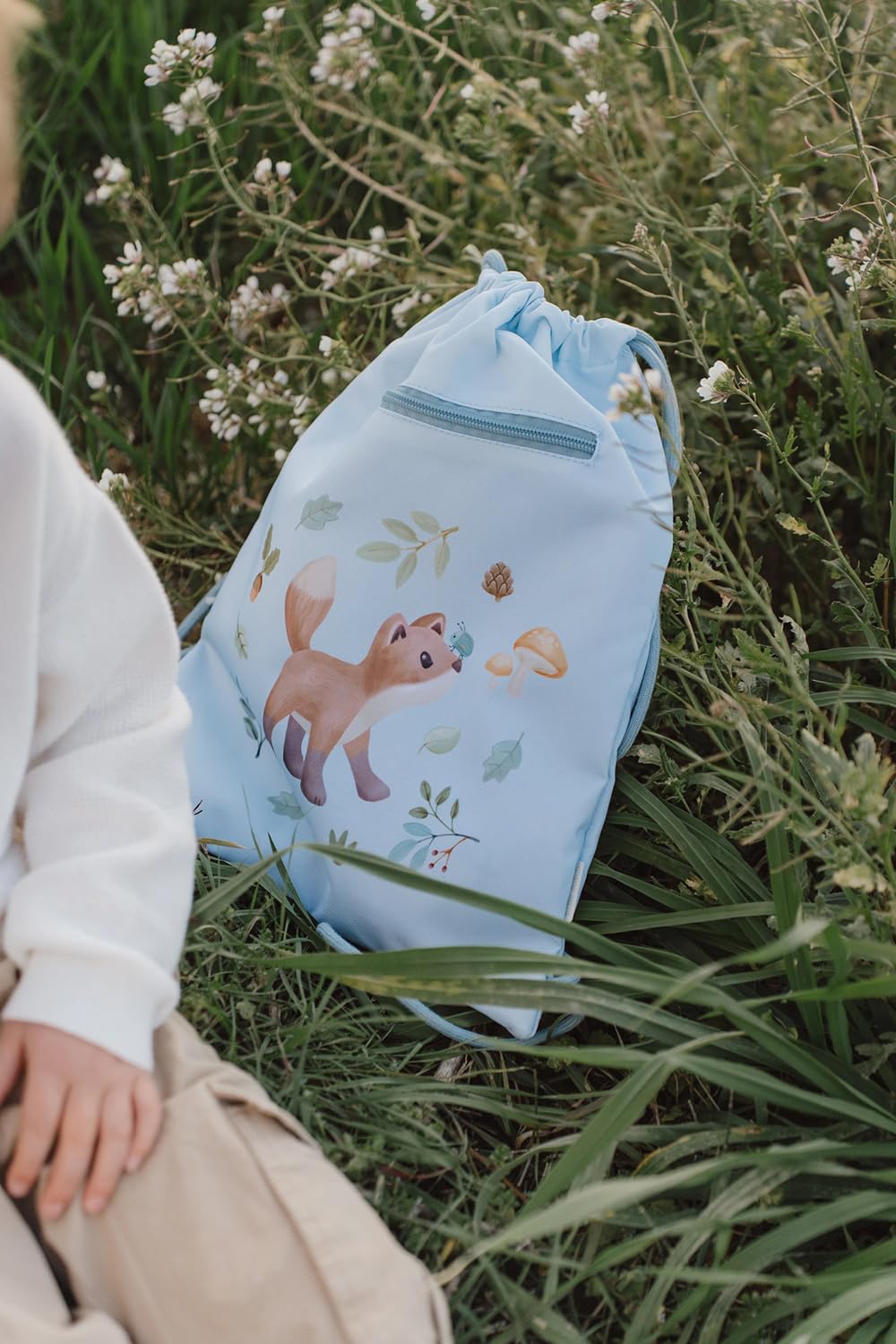Little Dutch Set Rucksack, Turnbeutel & Brotdose & Trinkflasche Pop-up für Kinder blau - Forest Friends