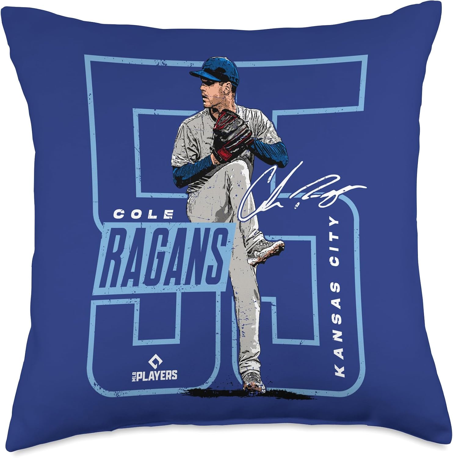 Cole Ragans | Kansas City MLB Baseball Players | MLBCRA202M Throw Pillow