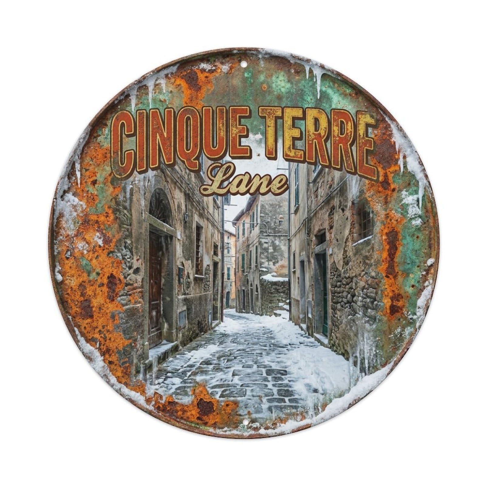 Xanthor Style Vintage Travel Cinque Terre Italy Alley Metal Tin Sign
