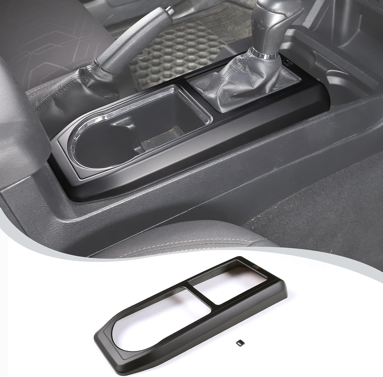LLKUANG Center Console Gear Panle Frame Cover Trim Compatible with Toyota Tacoma 2016-2023,Car Gears Shift Panle Cup Holder Protective Trim Frame Car Accessories(Matt Black)