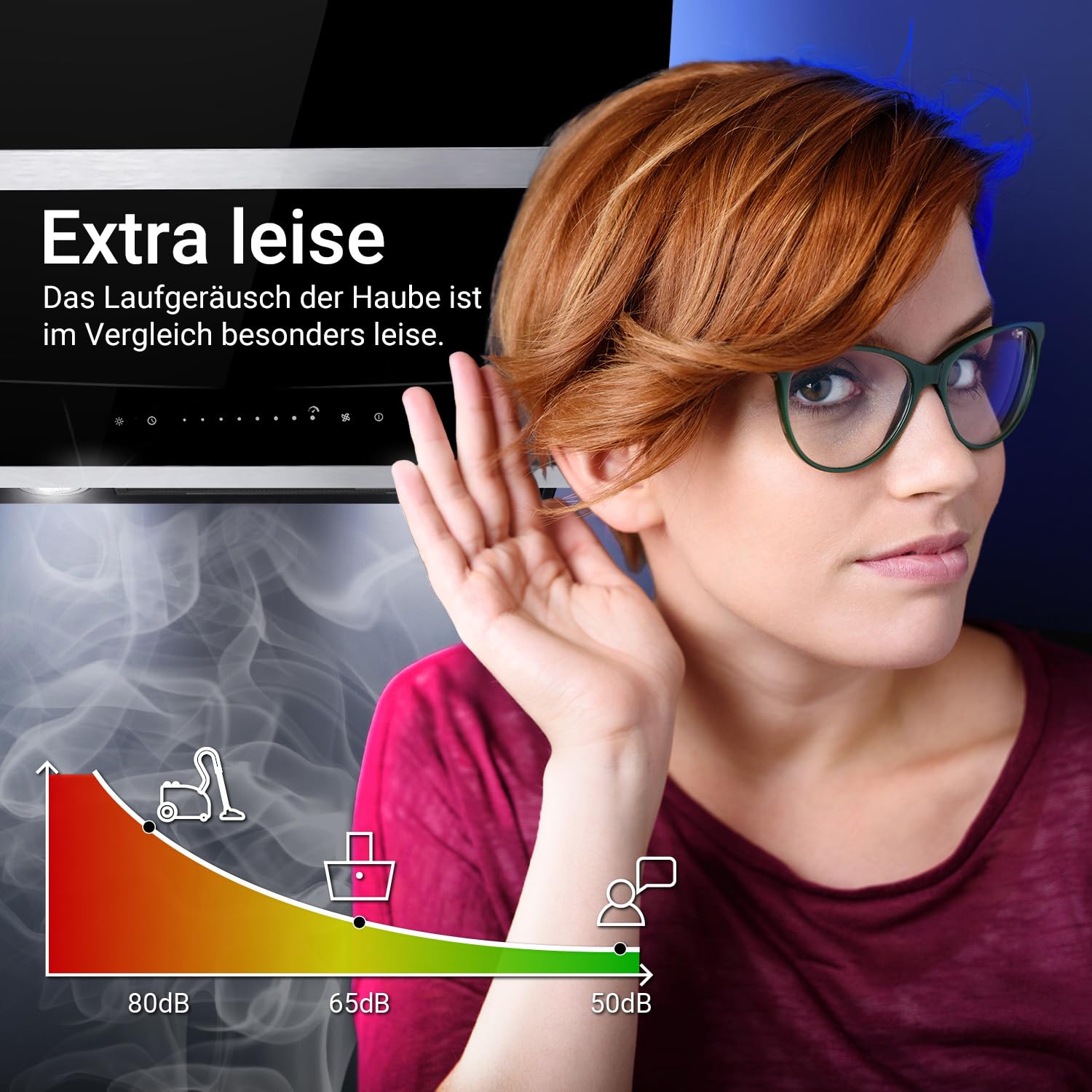 KKT KOLBE Dunstabzugshaube 60 cm 782 cbm/h Edelstahl schwarzes Glas WLAN RGBW-LED SensorTouch HERMES6005SM