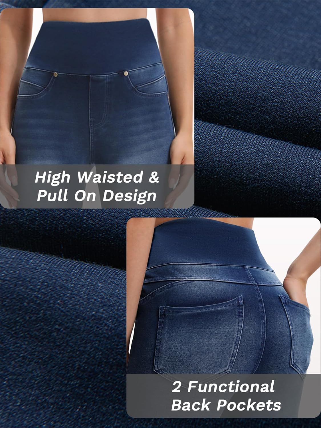 Stretchy Jeans for Women High Waisted Jeggings Tummy Control Slim Fit Jeans Pull On with Pockets Stylish Casual - Image 5