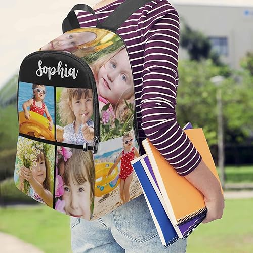 Miniatura 5 de M YESCUSTOM Mochila informal personalizada con fotos, bolsas escolares personalizadas con nombre de niño para niños, niñas, adolescentes, bolsa de