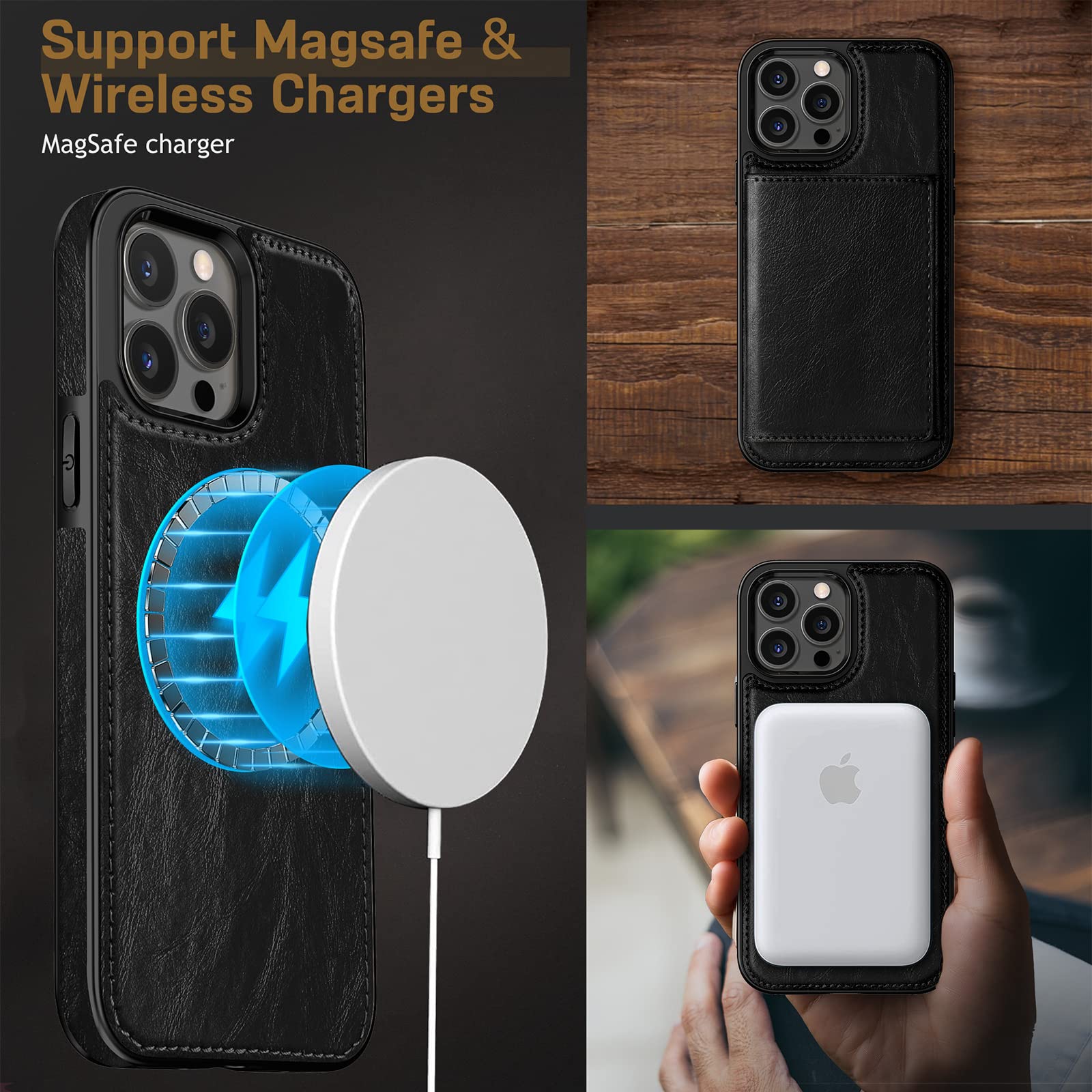 LOHASIC Schutzhülle für iPhone 14 Pro Max, klassisches Leder mit weichem Mikrofaserfutter, Innenhülle, stoßfest, magnetisch, kompatibel mit Mag-Safe für iPhone 14 Pro Max 6,7 Zoll , Dunkelbraun