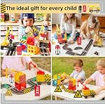Ensemble de routes à carreaux magnétiques 42 PCS, Jouets de construction de tuiles Magna avec camion de grue, blocs de construction magnétique pour les enfants, cadeaux parfaits pour les garçons