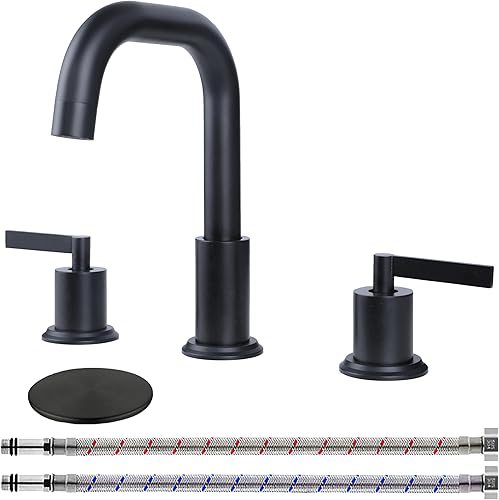 KINGO HOME Grifo de baño de níquel cepillado de 4 pulgadas con 2 manijas, para caravana, juego central de dos asas, grifo de lavabo de baño, 3