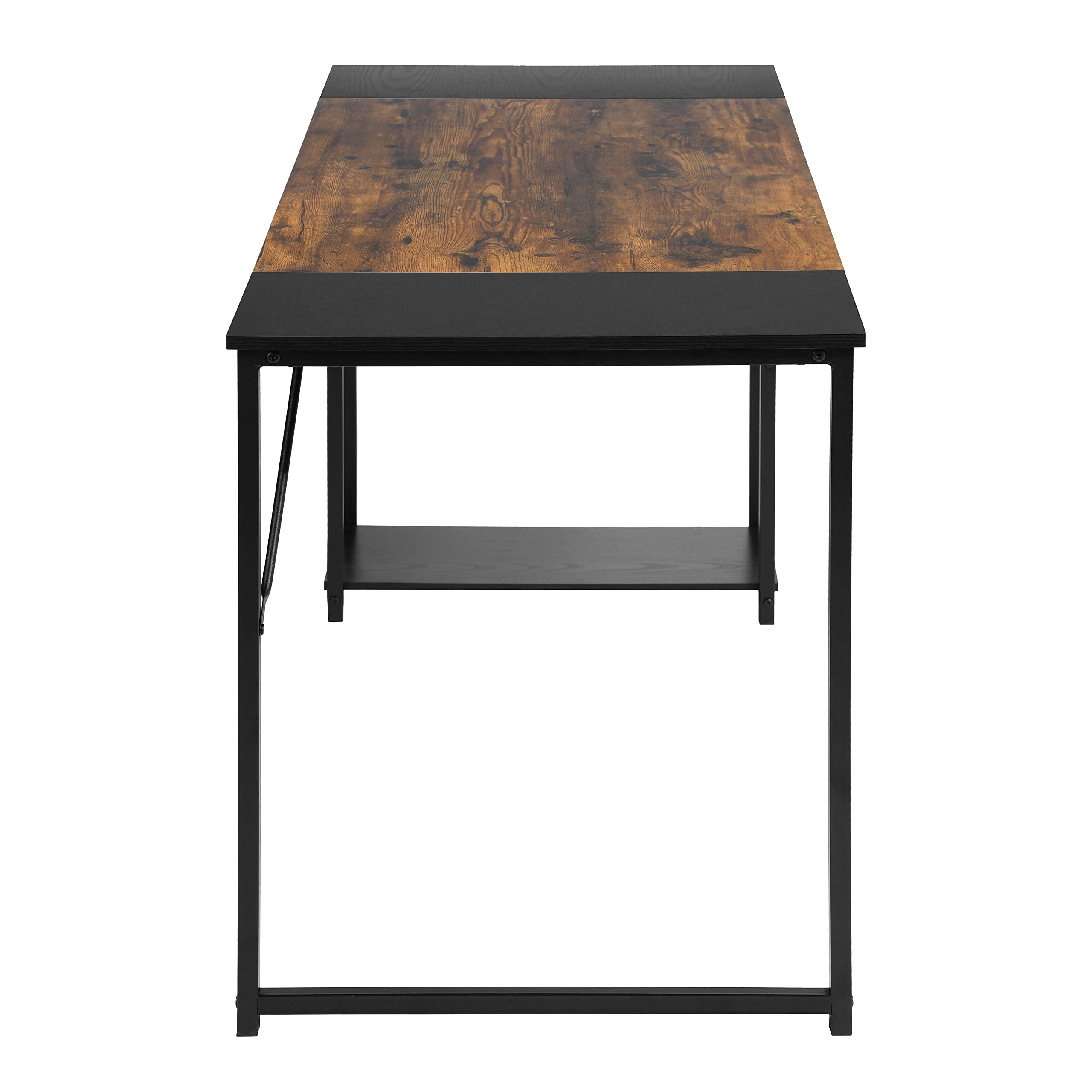 FurnitureR Tavolo da disegno, 140 x 60 cm, piano bicolore in stile retrò, marrone e nero, 2 ripiani laterali regolabili in altezza, struttura in metallo, ideale per artisti, studenti o ufficio