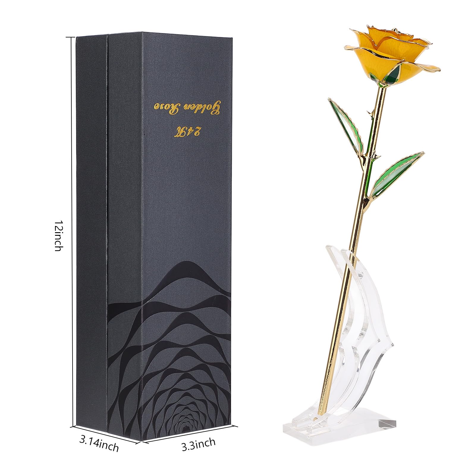 24K Gold Rose with Clear Display Stand - Image 2