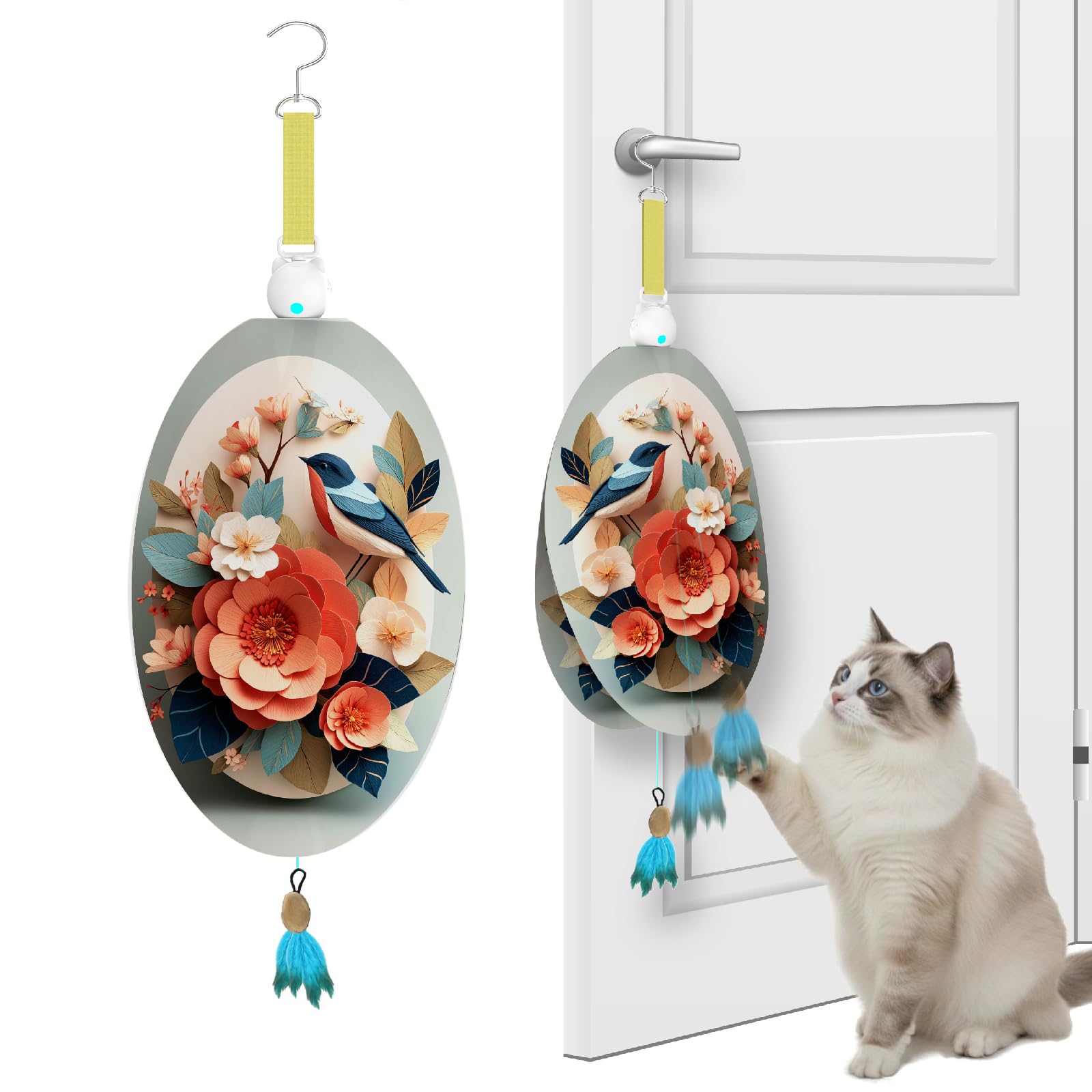 Juguetes interactivos para gatos de interior, juguete de plumas colgante automático oculto para gatos, juguetes de enriquecimiento recargables activados por movimiento para gatos adultos aburridos