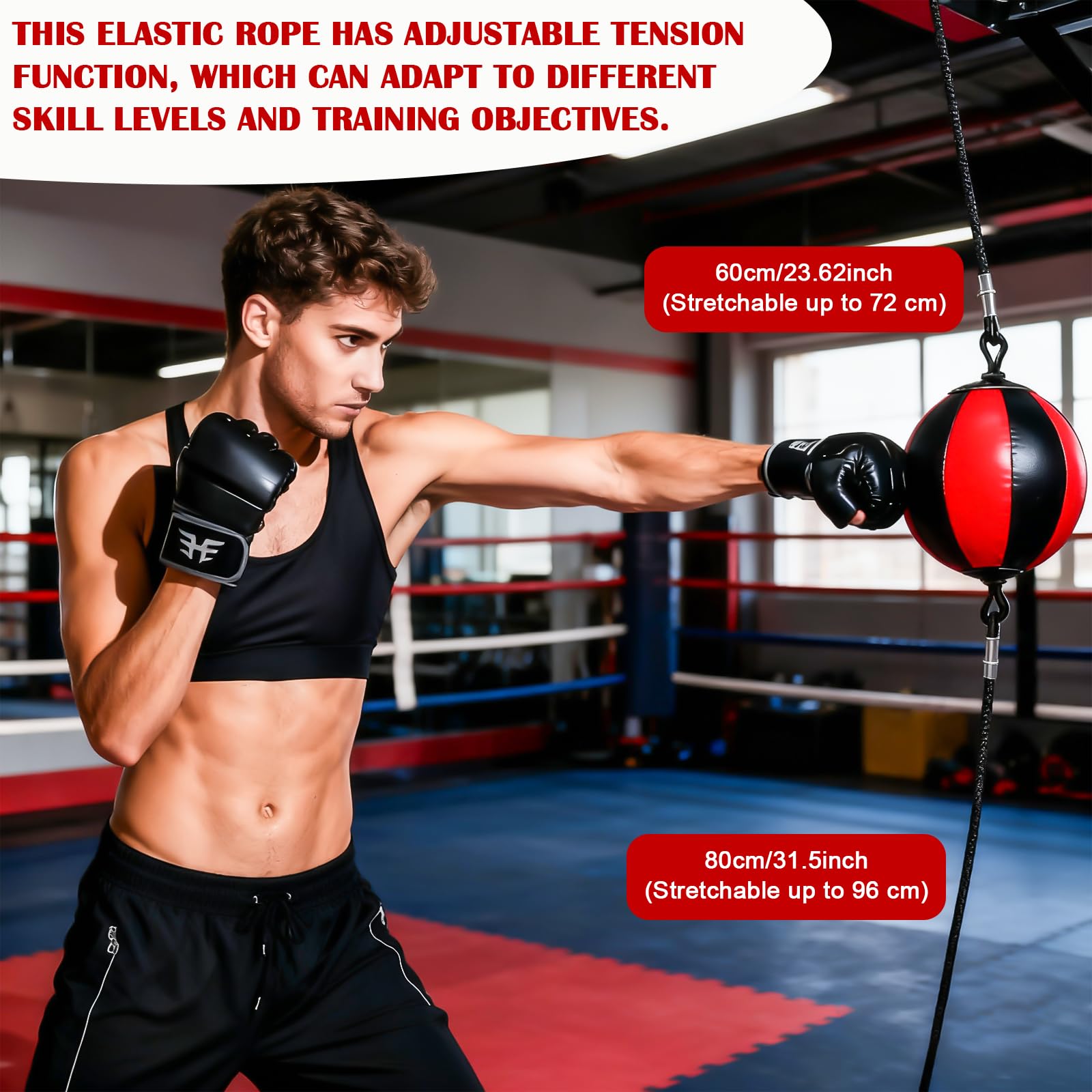 Boxe à double extrémité : ensemble de punching ball suspendu, sac de frappe de porte, kit d'entraînement de boxe pour adultes