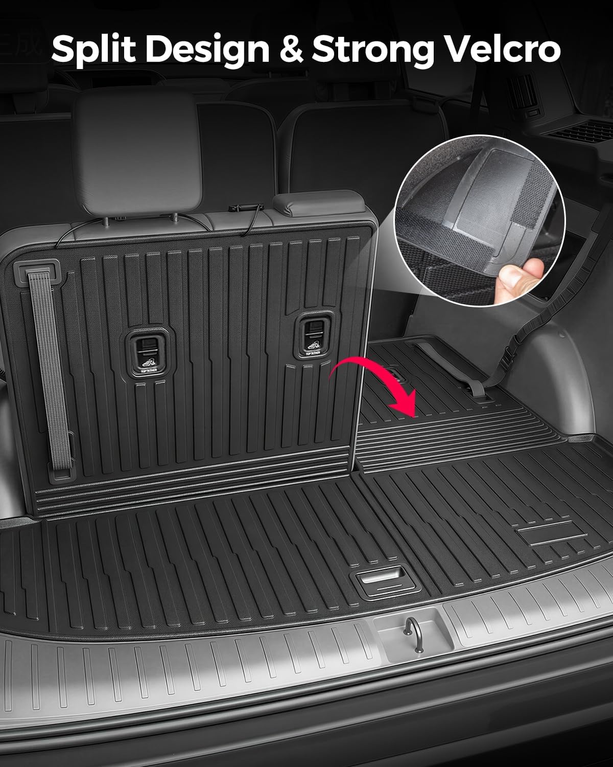 DiffCar® Cargo Mat for Hyundai Palisade 2026 (Fit 7/8 Seats), All Weather TPE Car Accessories Interior for Palisade 2026 Trunk Liner with Backrest Mat (Gas & Hybrid), Black Rubber Floor Liner for Car