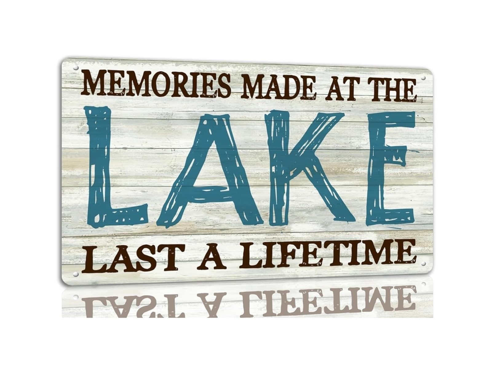 FNYUVNFAF Vintage Lake Sign Metal Tin Sign Rustic Memories Made At The Lake Wall-Art for Patio Porch Cabin Decor 8 X 12 inch