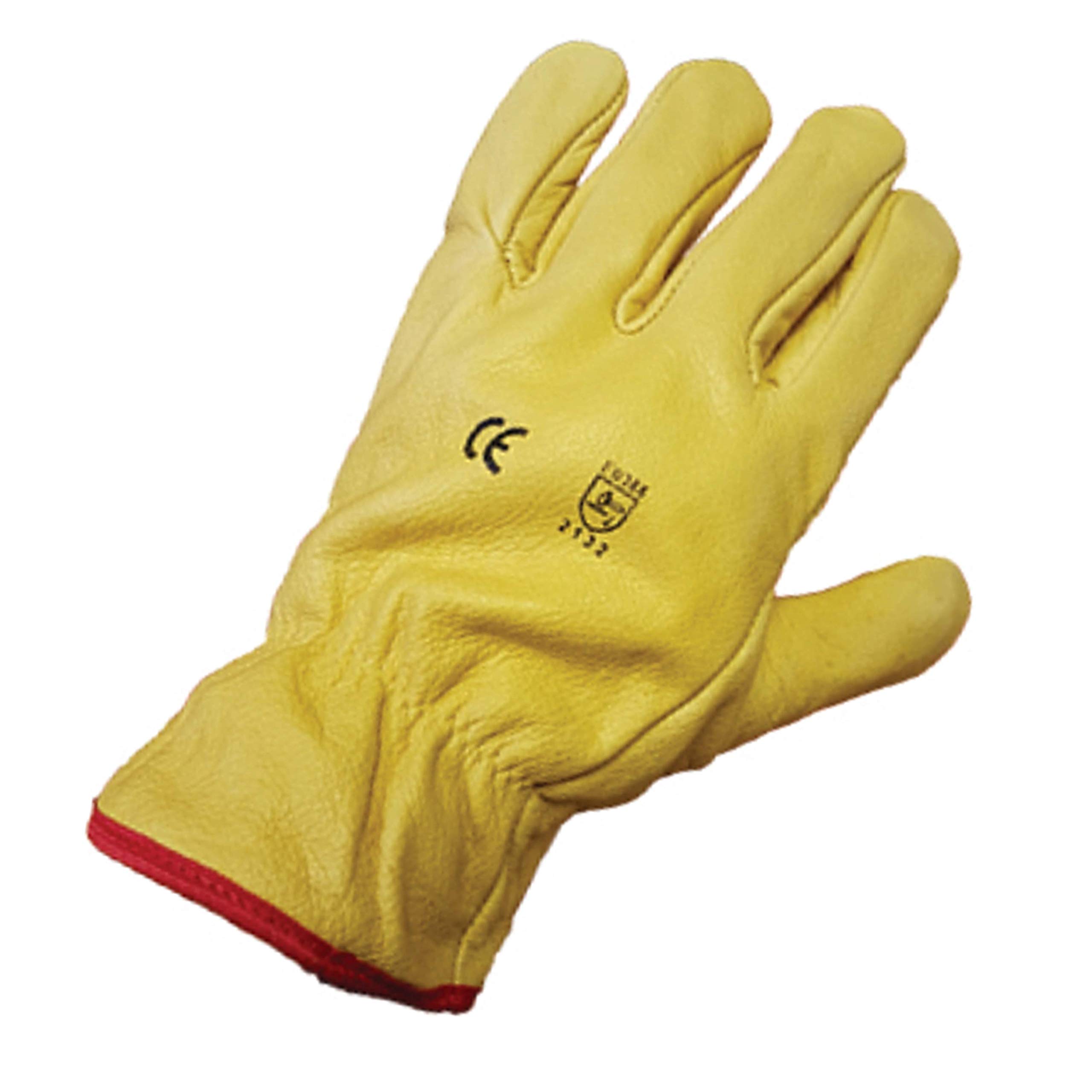 Himalayan x2 works H310 Fleece Lined Leather Winter Thermal Cold Work Gloves PPE (Medium - Size 8), Yellow, M (Pack of 4)