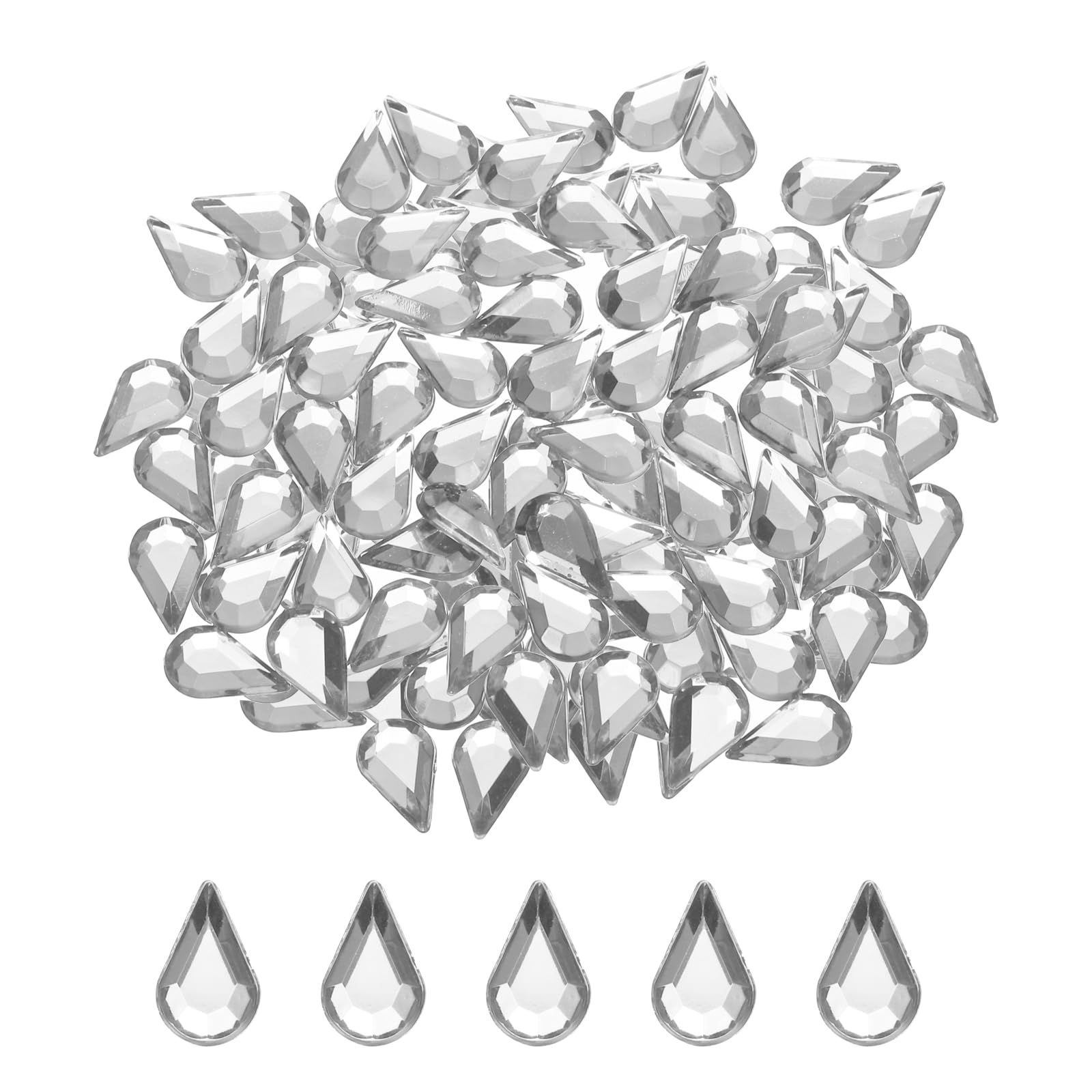 Strass goutte d'eau acrylique dos plat blanc pour peinture sur le visage et fabrication bijoux