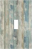 Vista 268 de Placa de pared dúplex de receptáculo de dispositivo de 1 gang de madera envejecida blanca gris con veta de tablón, cubierta de enchufe eléctrico