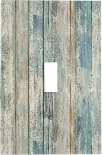 Miniatura 268 de Placa de pared dúplex de receptáculo de dispositivo de 1 gang de madera envejecida blanca gris con veta de tablón, cubierta de enchufe eléctrico de