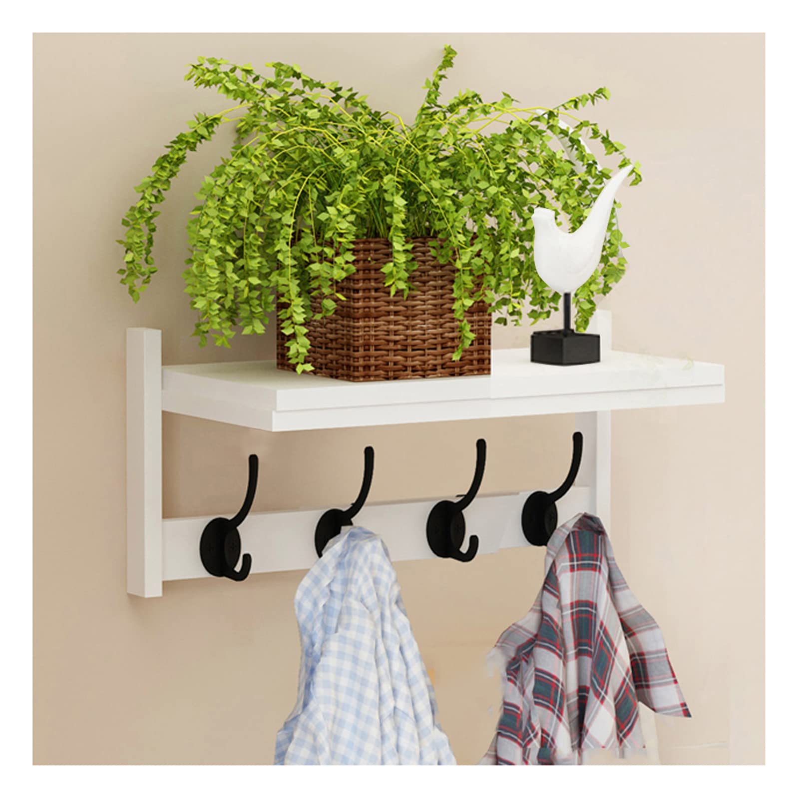 Solution rangement entrée avec porte-manteau mural bois et étagère couloir