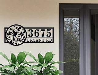 Personalized Address Sign With Bird – Modern Metal House Numbers, Custom Street Name Plaque, Perfect Housewarming Gift Idea