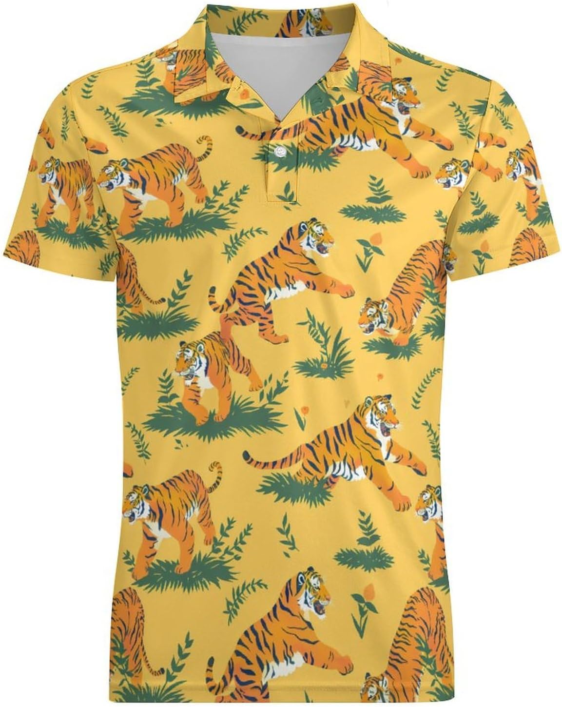 Funny Tigers Novelty Men's Short Sleeve Shirt Golf Tennis Shirts Work T-Shirt Sport Tee