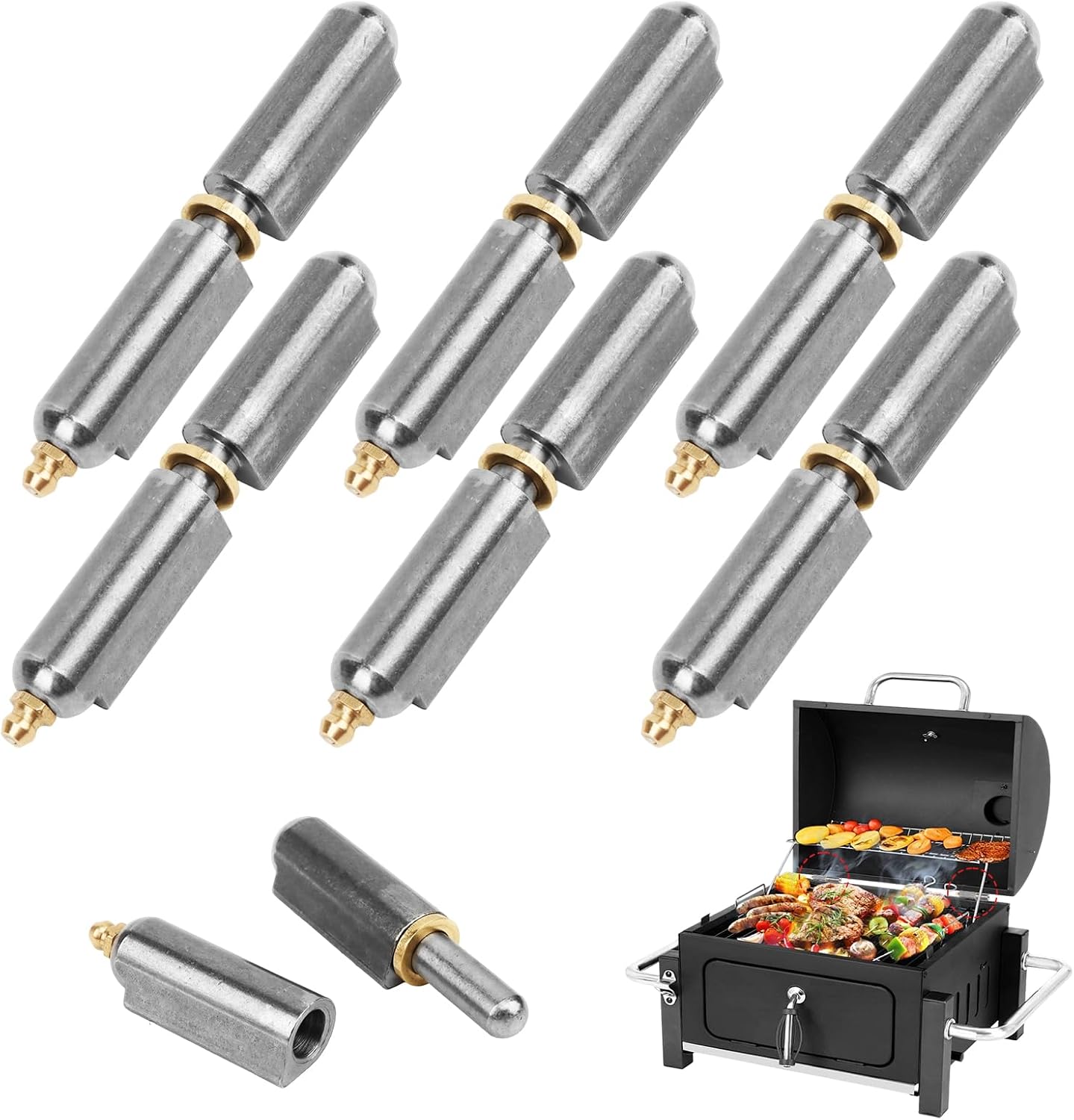 6 Pcs 4 Inch Weld On Hinges, Carbon Steel Weldable Hinges with Grease Fitting, Weld On Barrel Hinges for Swing Doors, Flue Doors, and Utility Trailers