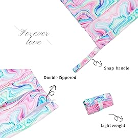 ALVABABY 3pcs Baby Cloth Diaper Wet/Dry Bags|Waterproof Reusable with Two Pockets|Travel, Beach, Pool, Daycare, Soiled Baby Items,YogaGym Bag for Swimsuits or Wet Clothes Pink impression 3L-BS04