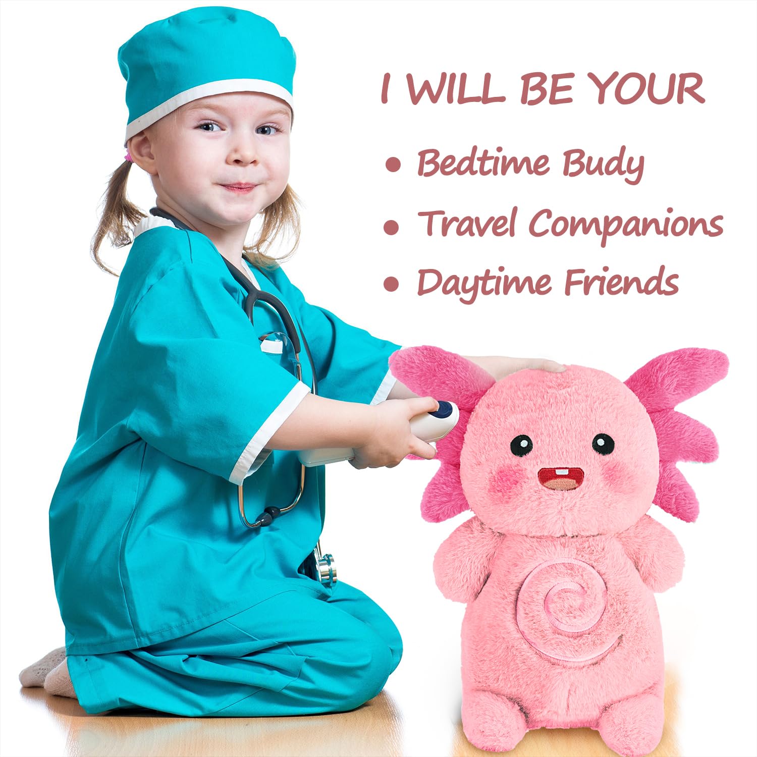 Axolotl Microwavable Heating Pad - Soft Cozy Plush Pillow for Kids and Women, Kawaii Hot Stuffed Animal Toy,Lavender Warmth (Pink)