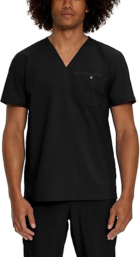 Urbane Performance 9154 - Camiseta médica para hombre, con 1 bolsillo, ajuste a medida, súper elástica, color negro, Negro -