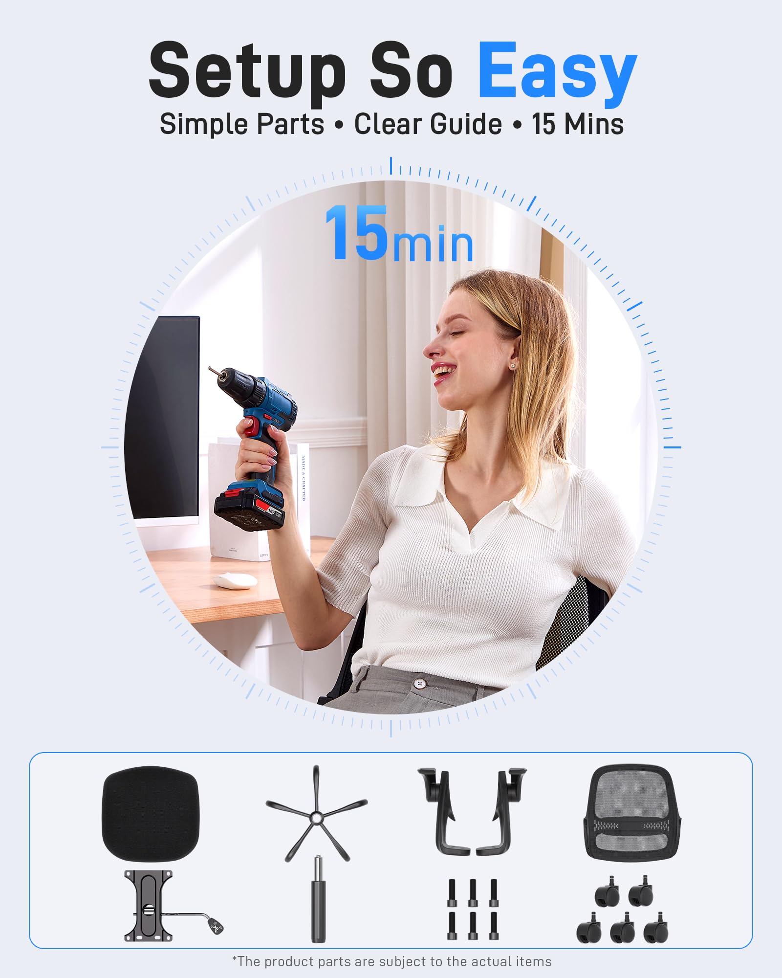 Ergonomic Mesh Office Chair for Home Office, Flip-Up Arms, Breathable Mesh Back & Thick Seat Cushion, Swivel Rolling Computer Desk Chair – BIFMA Certified, Supports 300 lbs (White Frame/Beige Seat)