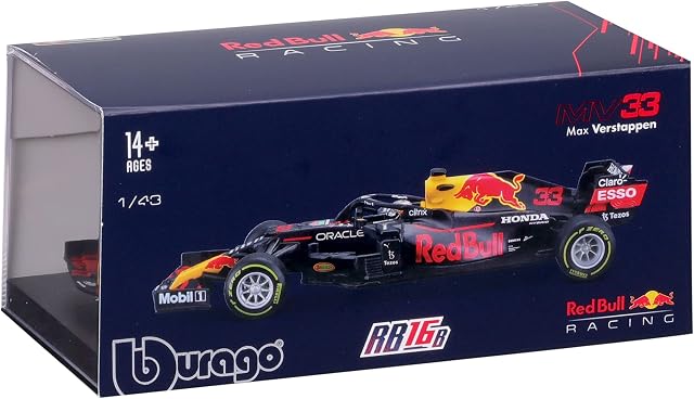 Bburago B18-38056V 1:43 F1 Aston Martin RED Bull Racing RB16B with Helmet Verstappen, Assorted Colours