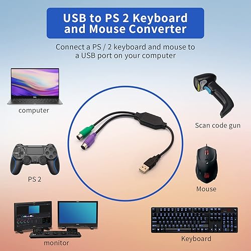 Miniatura 2 de PS/2 to USB Adapter Cable, 4Pack PS2 Female to USB Male Converter Connector Adapter for PC Keyboard