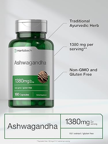 Miniatura 3 de Horbäach Suplemento Ashwagandha | 180 cápsulas | para mujeres y hombres | Extracto de raíz de hierbas | Sin OMG, sin gluten