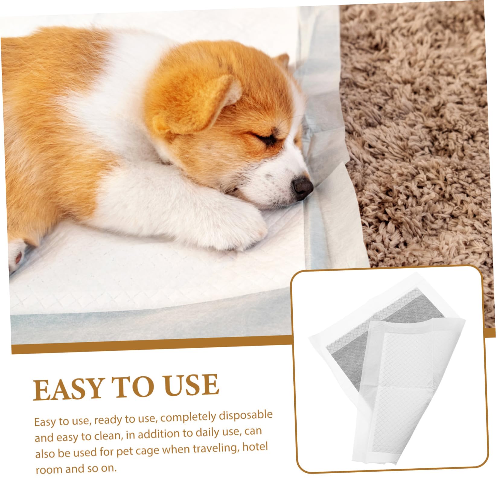 VANZACK 100 Alèses Jetables pour Chiens et Chats, Tapis de Propreté à Forte Absorption, Anti-Fuite, pour Cage ou Maison, Lot de 100 | Film Pe et Molécules de Charbon de Bambou, Usage Maison ou Chambre D’hôtel, Format Jetable