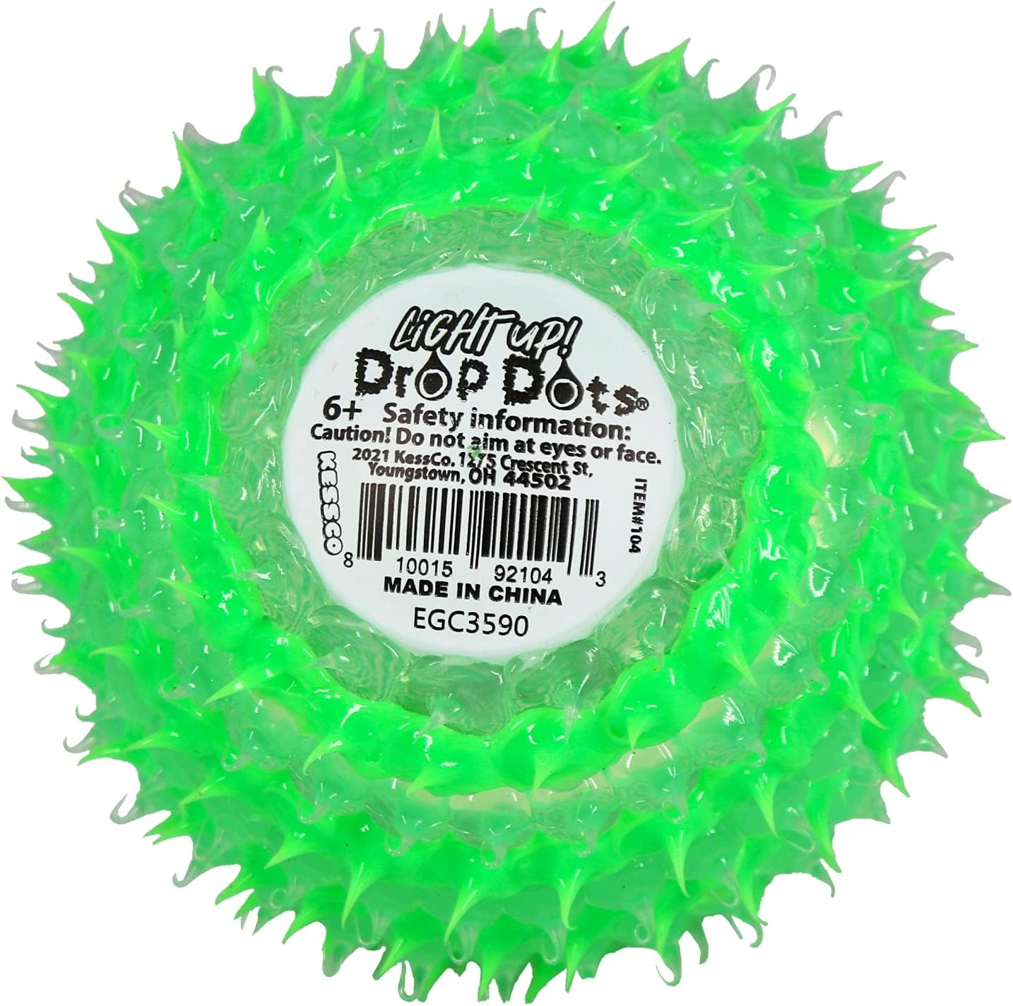 Kess Co Light Up Drop Dots Ball Crazy Catchable, Bouncy, Soft Spiky Fun | Assorted Vibrant Color Combos | Perfect Favors for Kids Birthdays and Themed Parties (Lime Green)