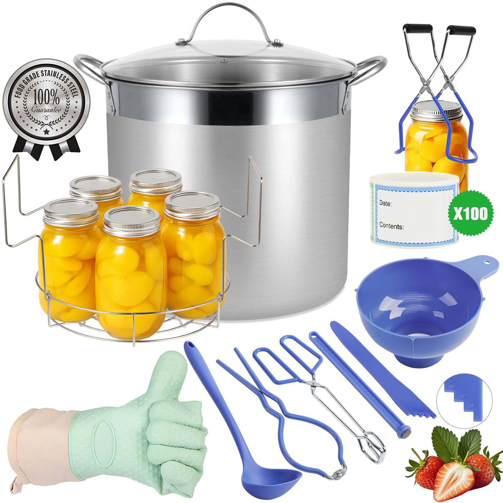 HOMKULA 20.5 QT Water Bath Canning Pot with Rack and Lid
