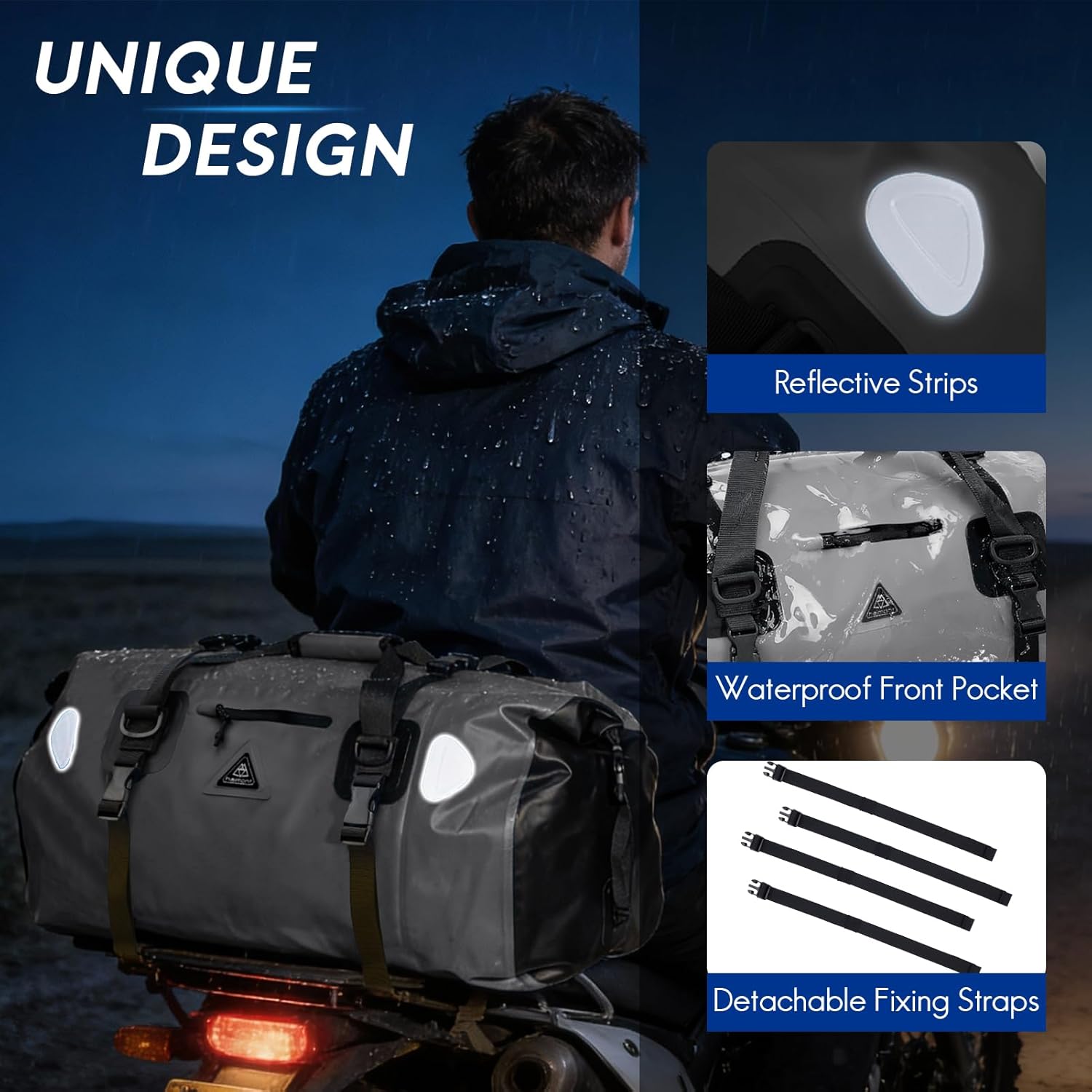 Haimont Waterproof Duffel Bag Roll-top Dry Duffel Bag with Quick-fixed Straps for Motorcycling, Rafting, Boating, SUP, Kayaking, Travel, 50L/70L - Image 3