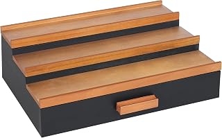 Winter Shore Estante Expositor de Perfumes Escalonado de Madera Con Cajón Extraíble - Organizador para Vestidor o Encimera - Porta Perfume de 3 Niveles para Hombres y Mujeres