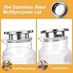 [68 OZ/ 2 Littéralement] - Pitcher en verre d'octagon avec lis et bec, Pitchers en verre à rayures classiques avec poignée, Carafe en verre Borosilicate pour boisson chaude/froide, parfait pour le jus, café, thé glacé.