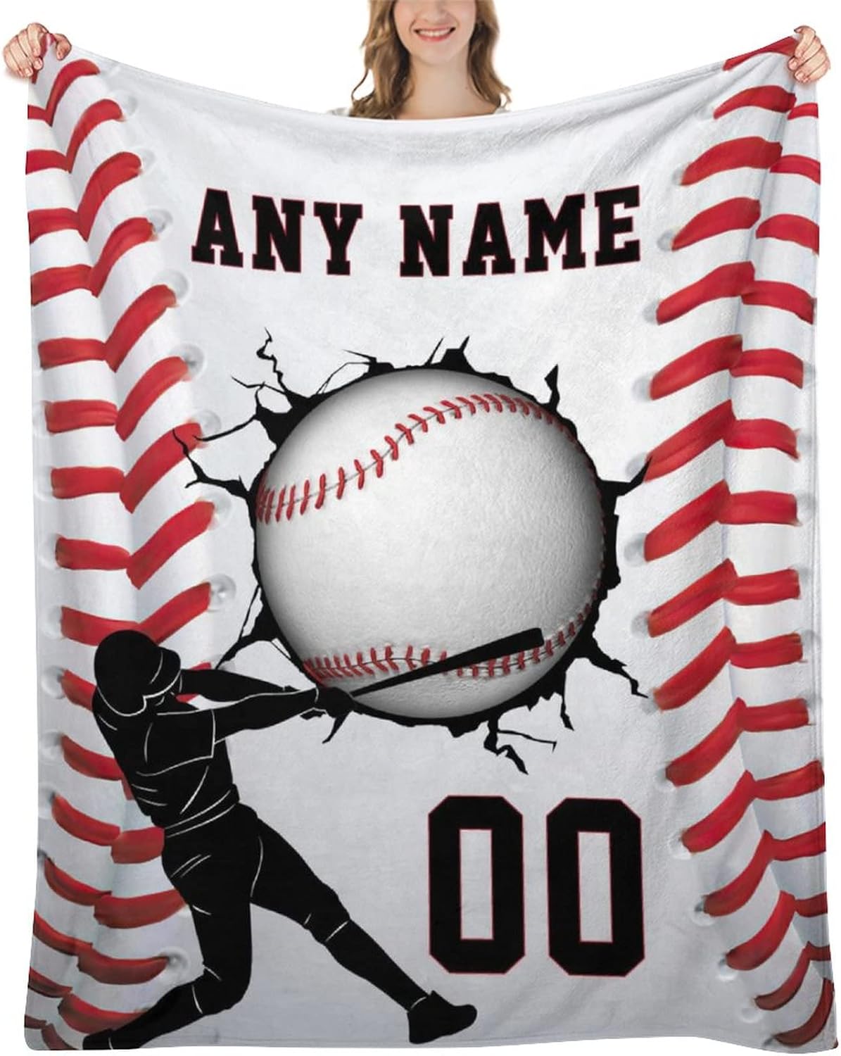 Oplamigy Baseball Blanket Personalized Name Blanket for