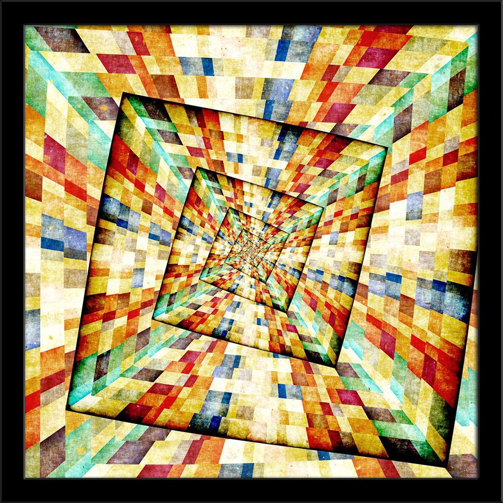 BOXD Retro Image of Multicolor Sunbeams D9 Painting Poster Black Frame 13 X 13Inch