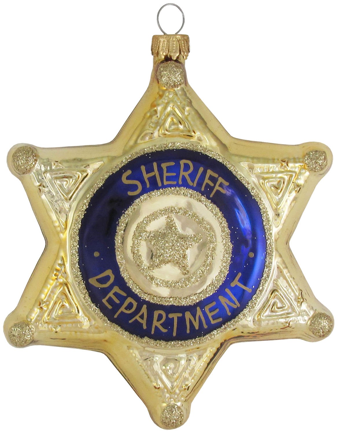 Christmas by KrebsBlown Glass Collectible Tree Ornaments (5" Sheriff's Badge)