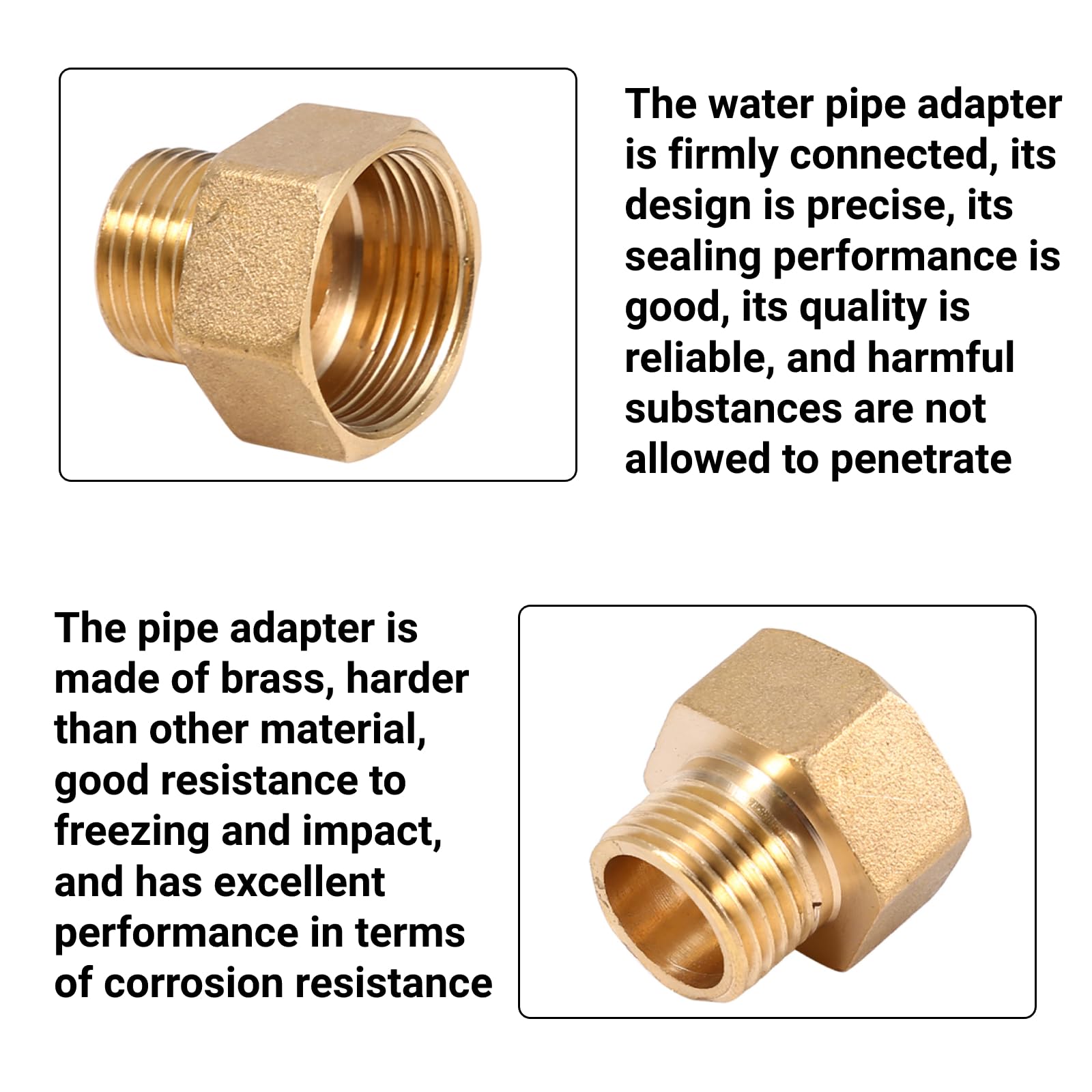 Pipe Adapter 22mm to 15mm Brass Reducer, Hex Bushing Reducer Adapter 1/2 Male to 3/4 Female Thread Adapter, for Water Meters - Image 3