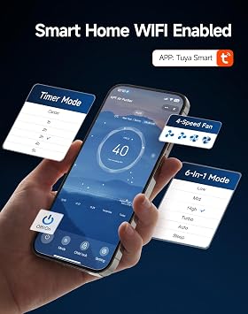 Air Purifier Smart WiFi Hepa Filter CADR 350m³/h for Home, Bedroom | For Rooms up to 72 m², PM2.5 Monitor, 4 Speed Quiet Sleep Auto Mode with Timer Child Lock for Smoke Pet Odours Pollen