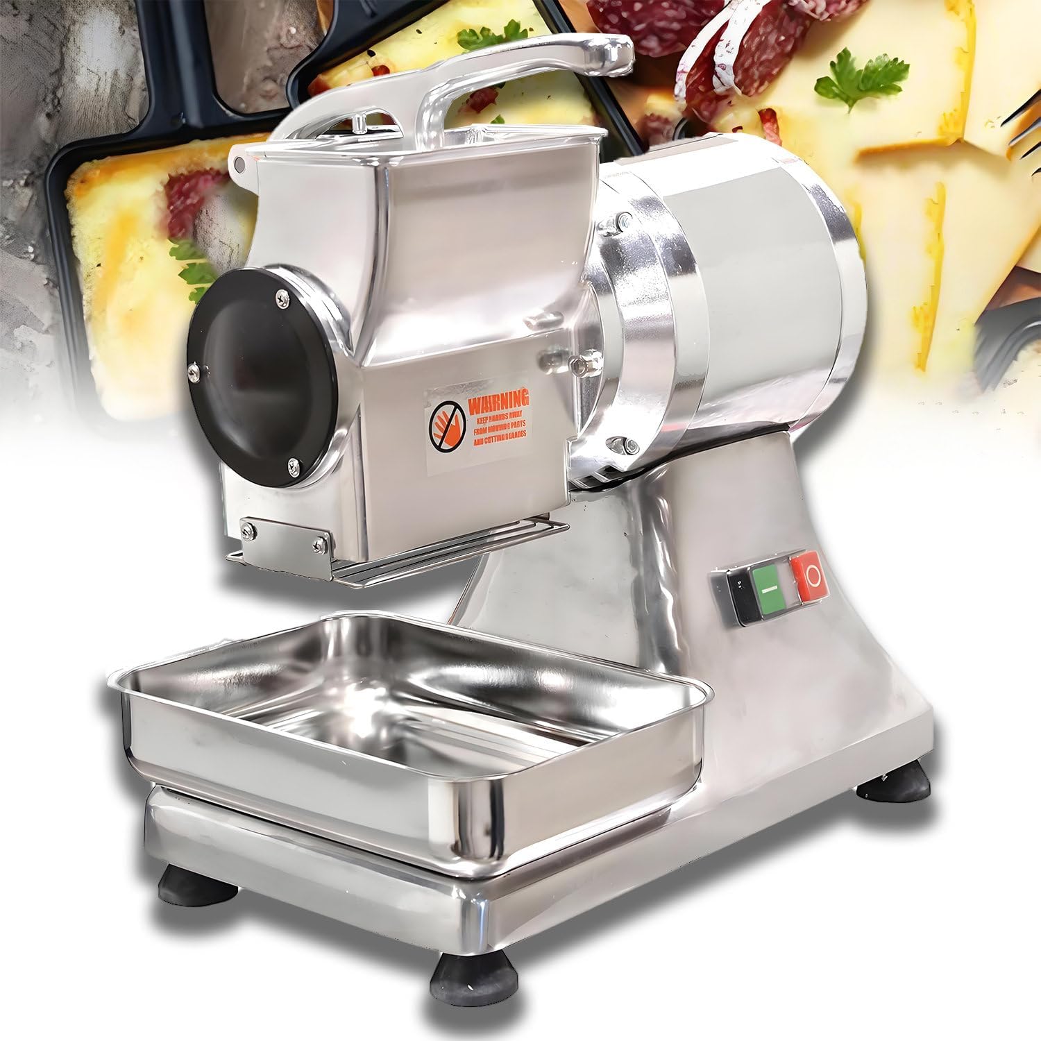 Electric Cheese Grater, Economy Commercial Restaurant Cheese Grater for Block Cheese 550W Heavy Duty Food Shredder Commercial Cheese Shredder W/Safety Shield & Bucket for Grating Cheese,88 Lbs/Hour