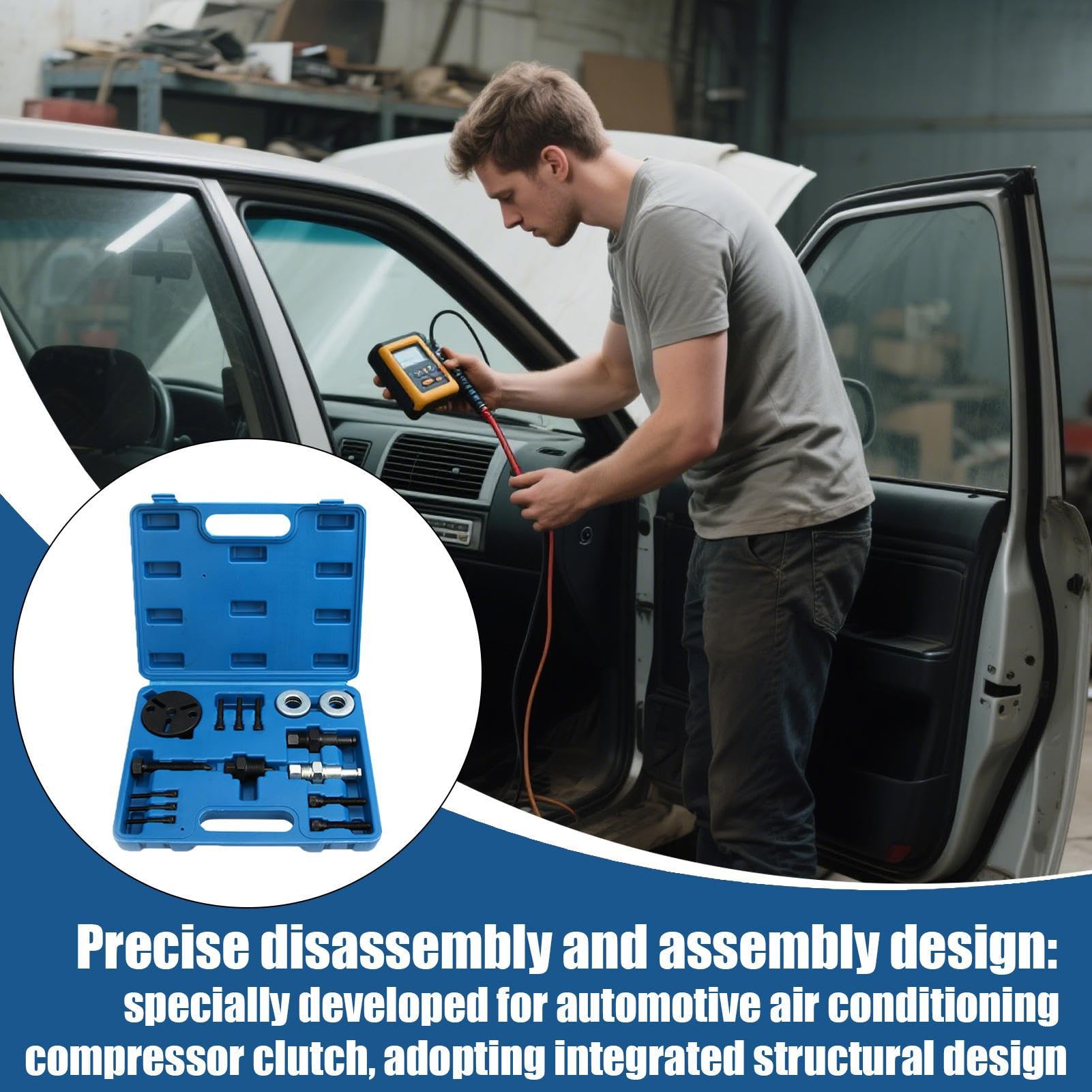 Narzędzie Do Demontażu Sprzęgła Klimatyzacji Zestaw Narzędzi do Demontażu | Precyzyjne Narzędzie Montażowe Naprawy Konserwacji Bez Poślizgu Dla Mechanik